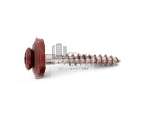 Art. 9087 A2 4,5X25 TX20 - RAL 3009 Шуруп нержавеющий c полупотайной головкой и двухсоставной шайбой, с фиксированной EPDM прокладкой, цвет Красный-оксид зв