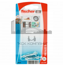 Металлический дюбель для пустотелых конструкций fischer HM S K NV с винтом ОЦ, 8х32/M4x40 мм