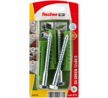 Распорный дюбель fischer SX S Green K NV с кромкой и шестигранным шурупом ЭКО, 12x60/8x80 мм