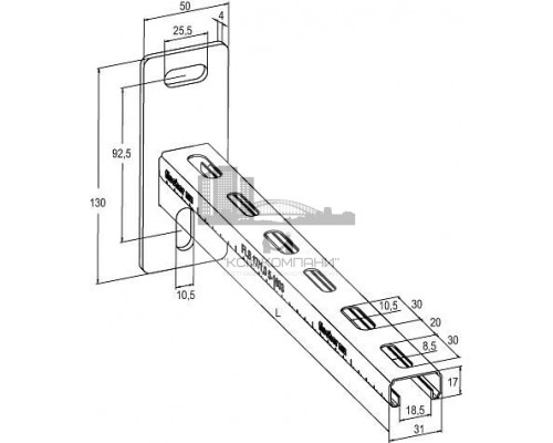 Консоль fischer ALK для монтажной системы FLS оцинкованная, 17x31x1-300 мм