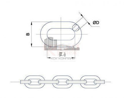 Цепь стальная DIN 766 с короткими звеньями, D12