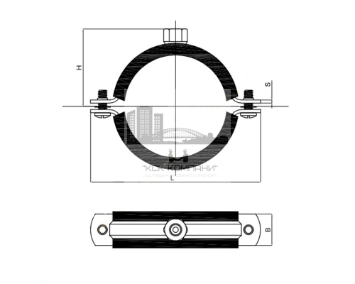 Хомут трубный HVGR с гайкой и EPDM-резиновым профилем ОЦ, M10 74-80 (2 1/2)