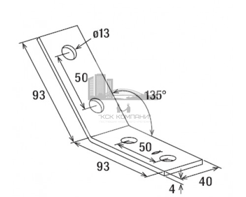 Уголок монтажный fischer FAF 4/135° FVZ горячеоцинкованная сталь, 40x93x93 мм