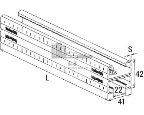 Профиль монтажный fischer FUS 21D двойной, 21D/2-6000 мм