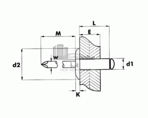 DIN 7337 GL Al/St 4,8x13 (6,8-8,0) Заклепка вытяжная с выпуклой шляпкой закрытая (глухая) алюминиевая со стальным стержнем, артикул М64906
