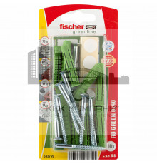 Распорный дюбель fischer RB Green K NV с потайным шурупом и неполной резьбой ЭКО, 8x40/5x50 мм