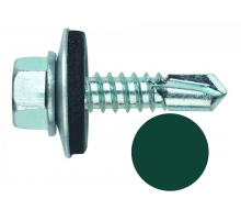 Саморез кровельный RAL6005 со сверлом и прессшайбой окрашенный ОЦ, 5.5x25 мм