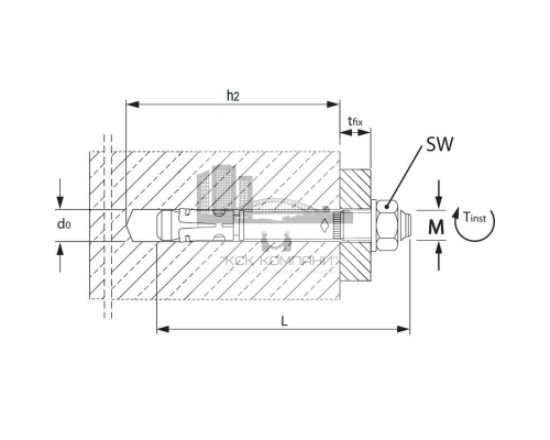 Анкер-болт клиновой AKL желтый цинк, M6x115 мм