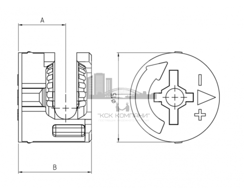 Эксцентрик мебельный ART 7303 стандартный черн. окс. сталь, 13x11x10.8x6.5 мм
