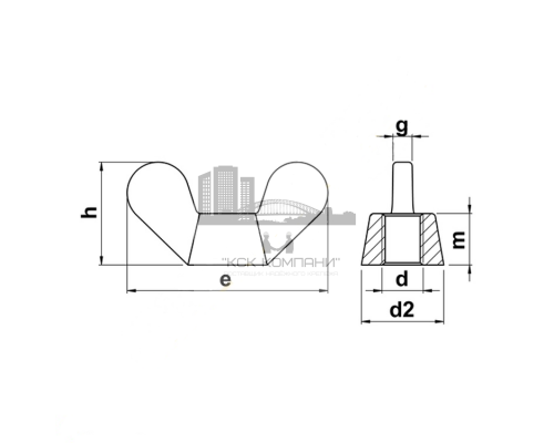 Гайка-барашек DIN 315 с округлыми лепестками немецкой формы ОЦ, M6
