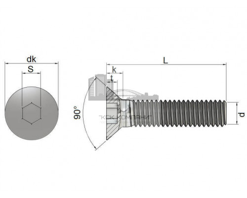 Винт потайной ISO 10642 A2 с внутренним шестигранником, M3x18 мм