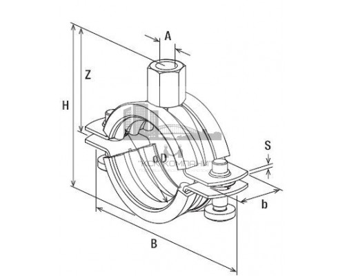 Хомут трубный fischer FRS A2 огнестойкий с комби-гайкой нержавеющий, M8/M10 25-30 мм (3/4)