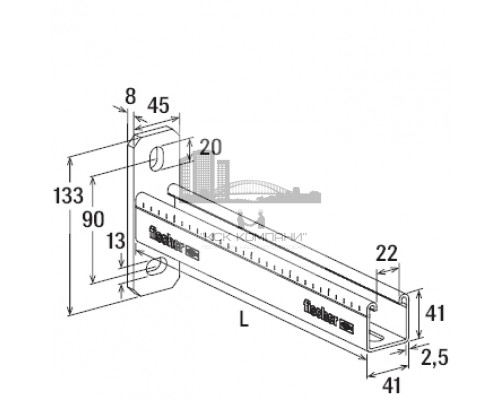 Консоль с опорной пластиной fischer FCA 21 для системы FUS, 41x41x2x1000 мм