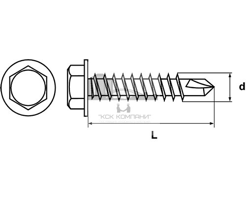 Саморез с шестигранной головкой Кровля-Металл S3 прессшайбой и сверлом, 5.5x19 мм