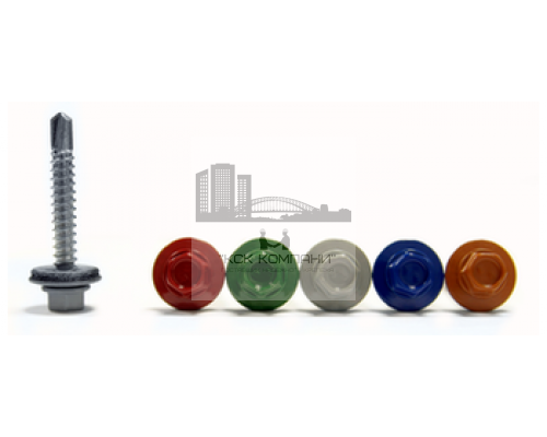 Саморез кровел. 6,3 х 100 Гол.SW+EPDM RAL 6002 (ярко-зелёный) оц. Част.шаг